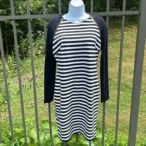 Michael Kors Navy & White Striped Nautical Dress with Gold Zippers Size 4